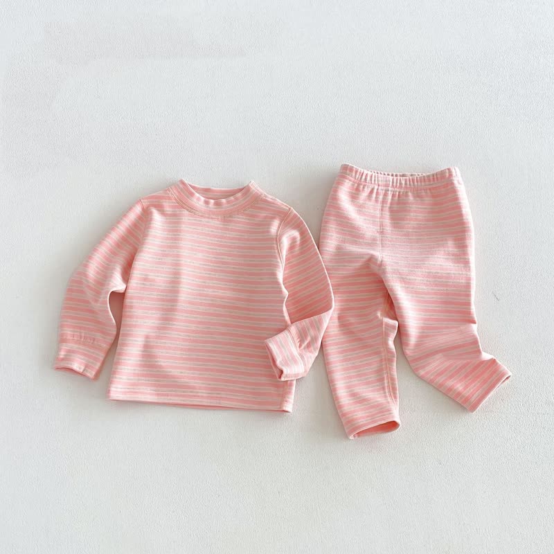 Baby Kleinkind -Loungewear- Set, 2-teilig: Streifen Spitze und Hose - Rosa - 6-7J - image 5