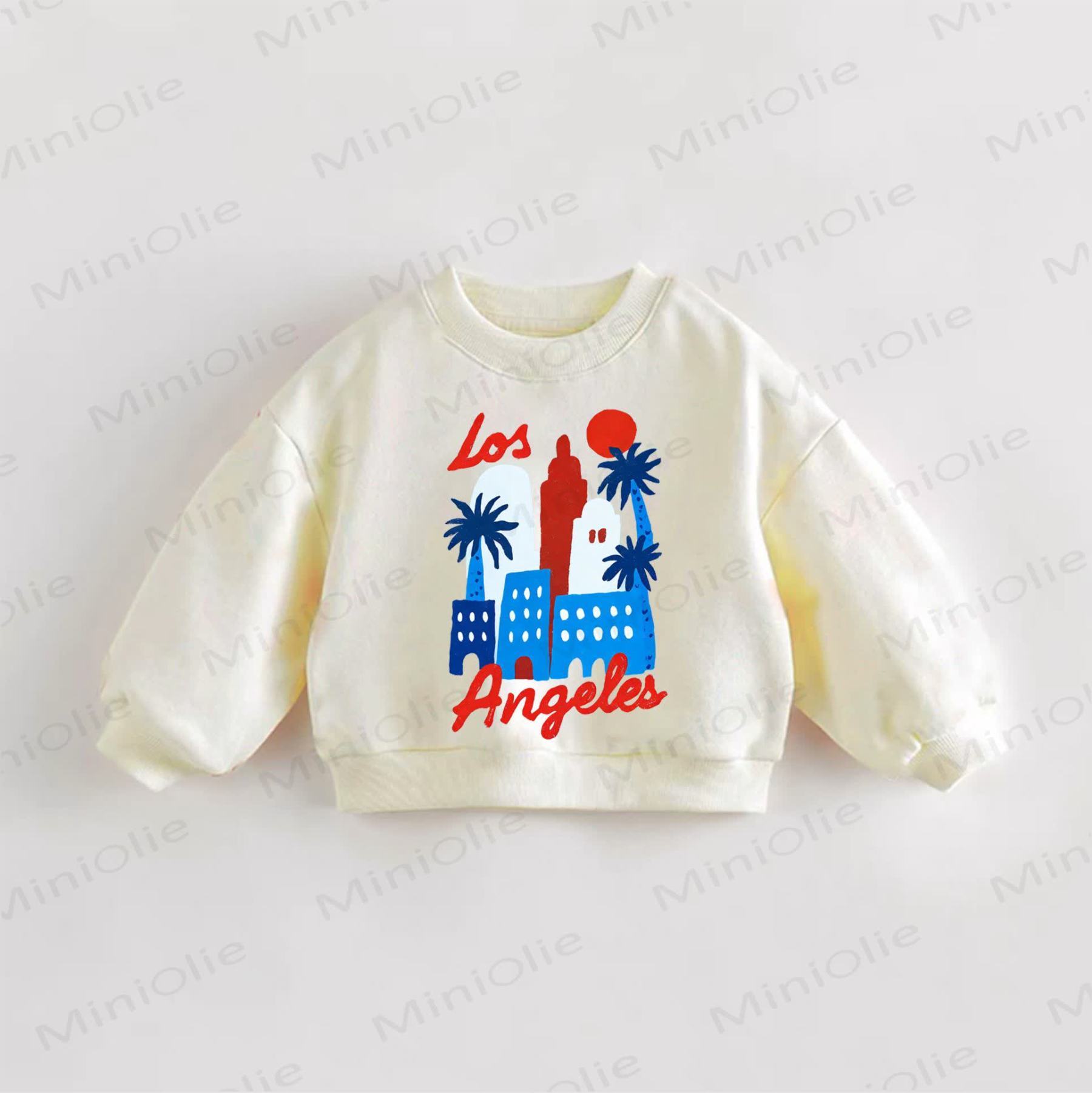  LOS ANGELES Baby Kleinkind Sweatshirt mit Stadt und Slogan - Creme - 3-5J - image 1