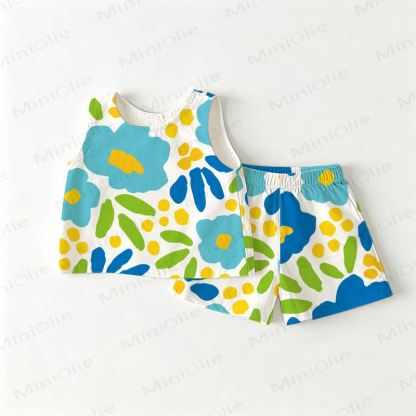 Baby Kleinkind Blumen -Kurzarm- Set - Weiß - 3-4J - image 1