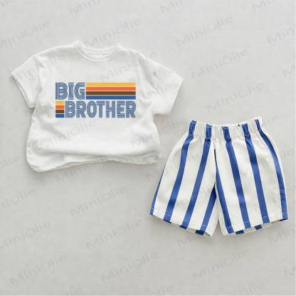 BIG BROTHER Baby Set mit vertikalen Streifen - Weiß & Blau - 2-3J - image 1