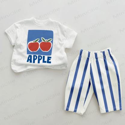APPLE Baby , vertikal Streifen 2-teiliges Set - Weiß & Blau - 2-3J - image 1