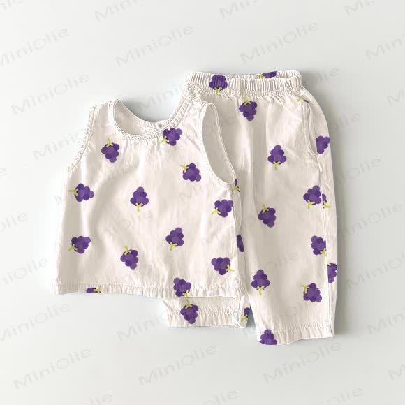 Ärmelloses 2-teiliges Set mit Baby -Blaubeer-Print - Weiß - 2-3J - image 1