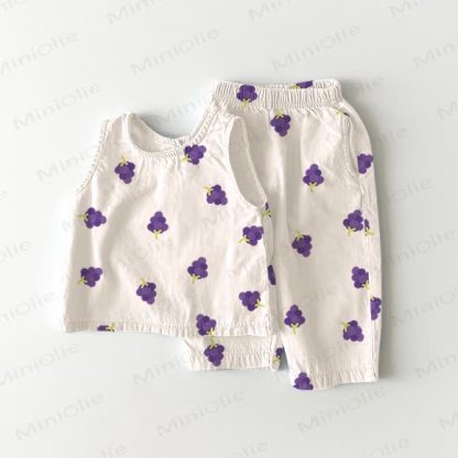 Ärmelloses 2-teiliges Set mit Baby -Blaubeer-Print - Weiß - 2-3J - image 1