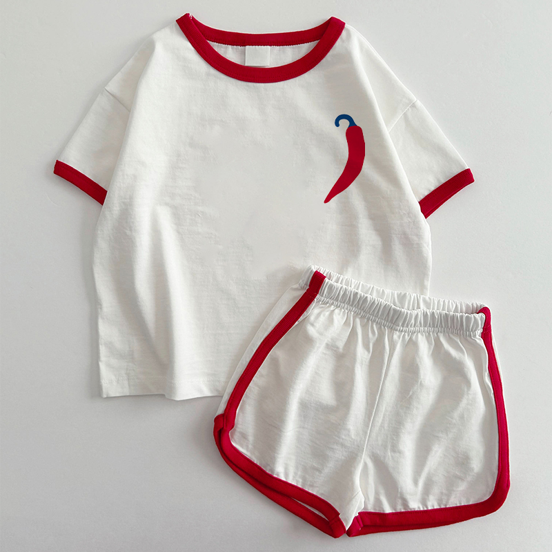Baby Chili T-Shirt und Shorts 2-teiliges Set - Weiß & Rot - 3-5J - image 1