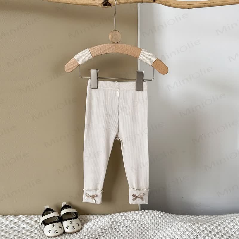 Einfarbig Gamaschen für Baby -Mädchen mit Schleife - Beige - 2-3J - image 8