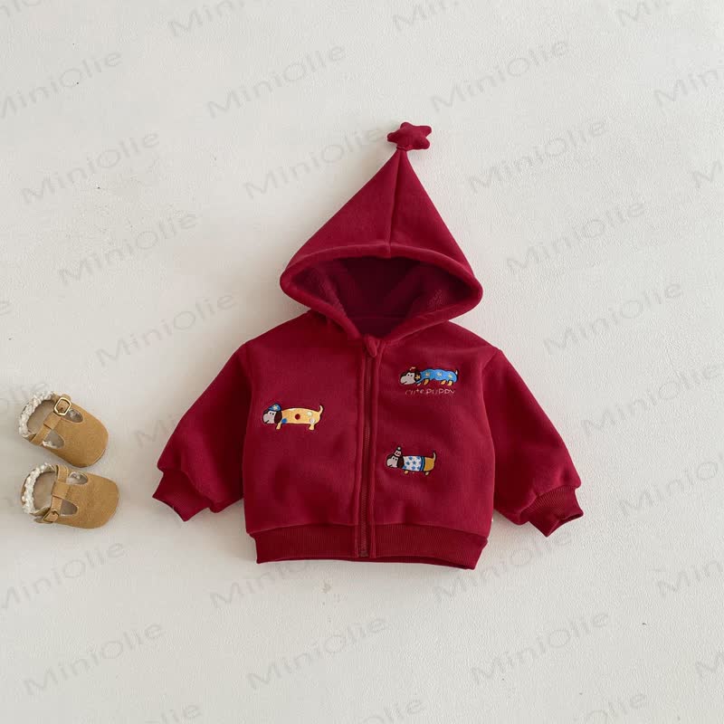 Gestickt Kapuzen Vlies mit Sternenmotiv für Baby und Kleinkind (Jungen ) - Rot - 5-7J - image 5