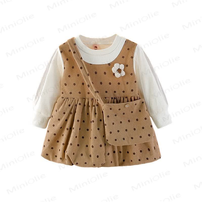 Baby Kleinkind Punkt Fake 2pcs Kleid mit Tasche - image 3