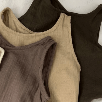 Einfarbig Leinen Tanktop für Kleinkind - image 8