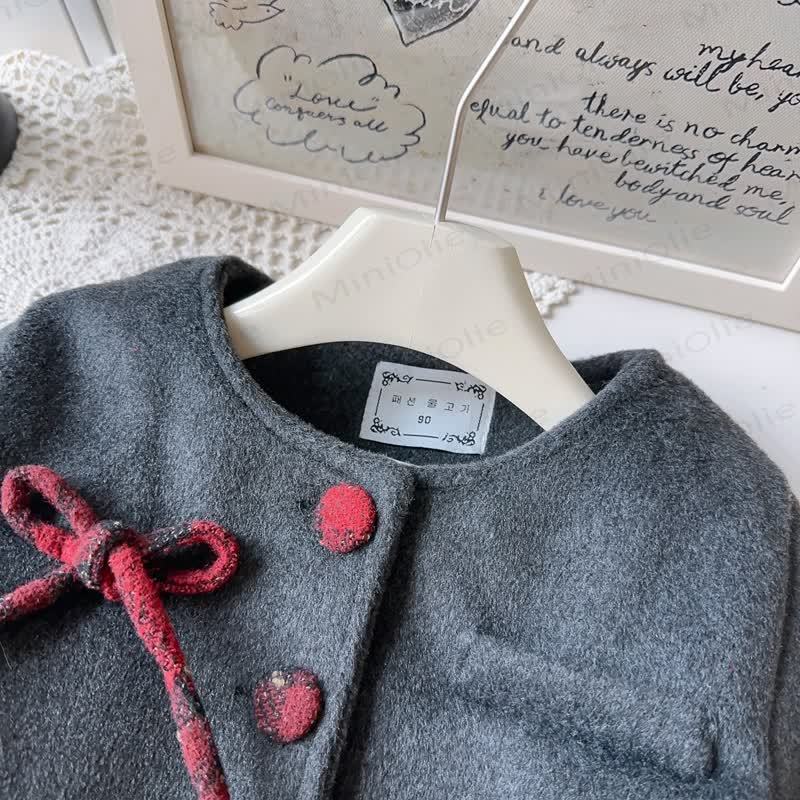 Kleinkind Kleid mit Schleife und Plaid für Kleinkindmädchen & graue Oberbekleidung - image 11