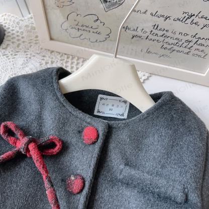 Kleinkind Kleid mit Schleife und Plaid für Kleinkindmädchen & graue Oberbekleidung - image 11