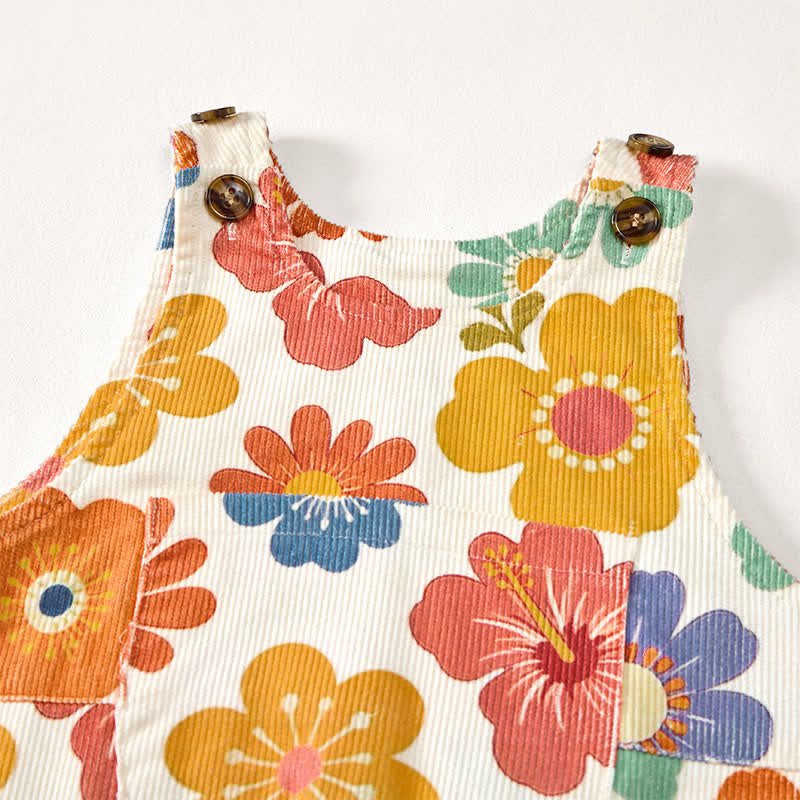 Baby Kleinkind Overalls mit Bunt Blume , Beige - image 5