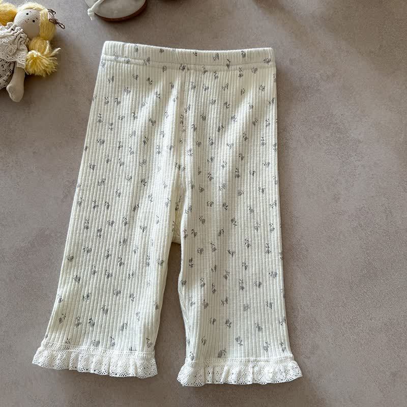 Gerippt Gamaschen für Baby und Kleinkind - Graues Blumen - 2-3J - image 3