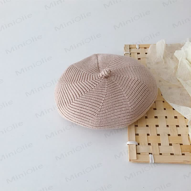 Einfarbige süße gestrickte Baskenmütze für Babys - Khaki - 6M-4T - image 6