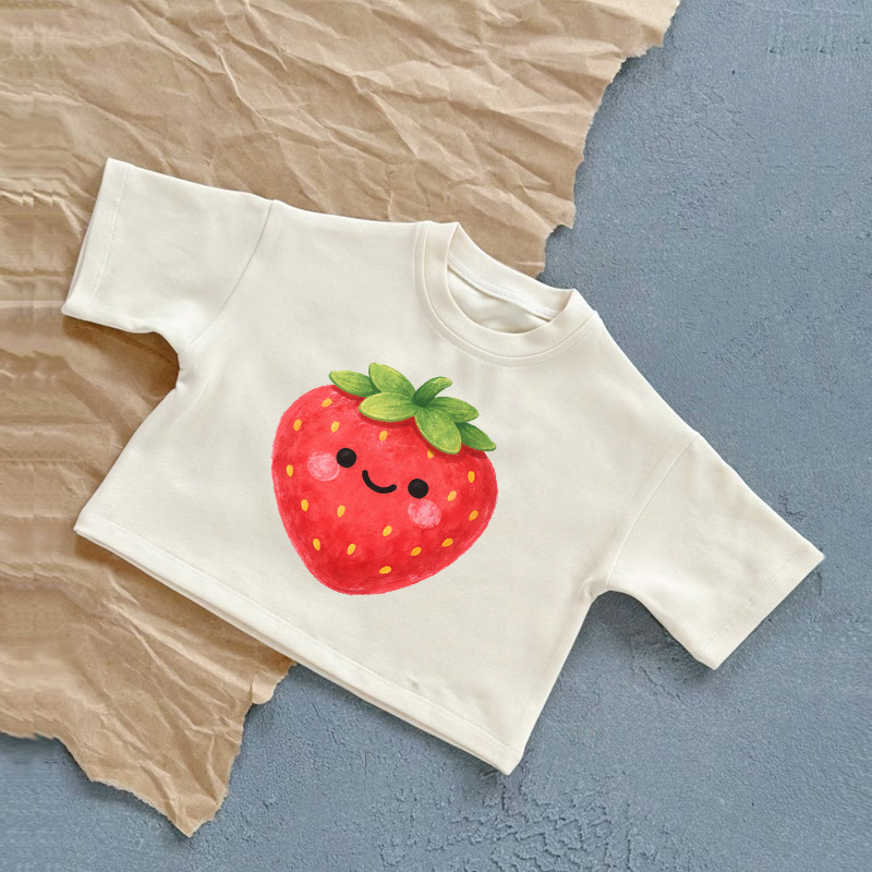 Baby Lächelnd Erdbeere White Sommer Casual T-Shirt - Weiß - 2-3J - image 1
