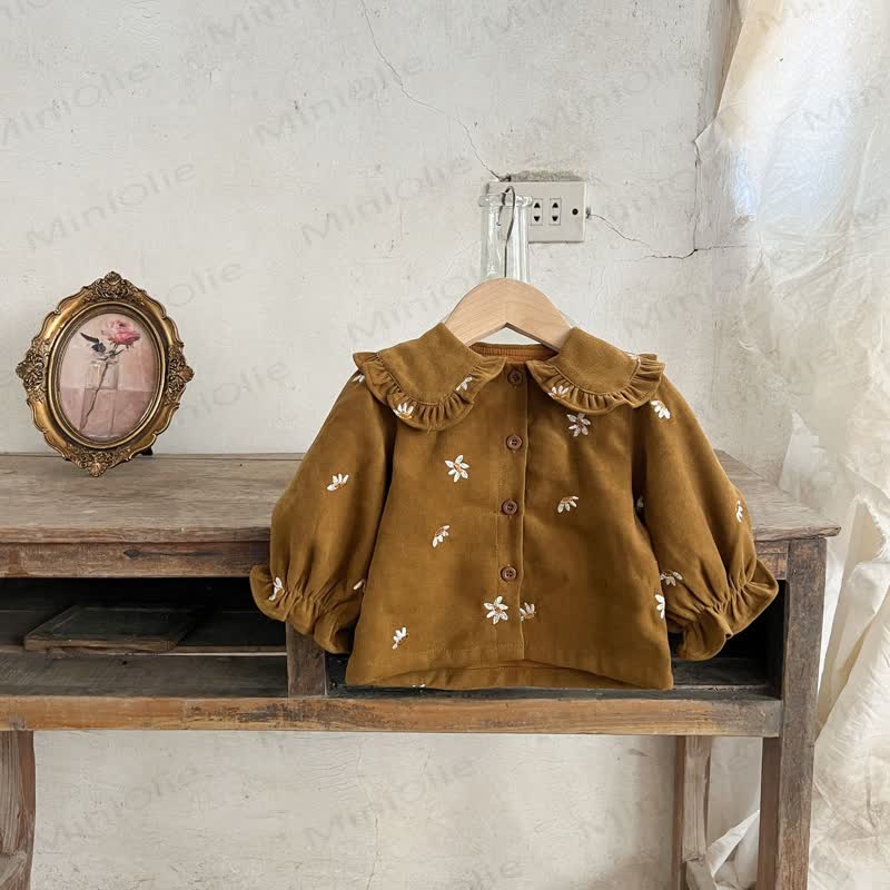 2- Blume Set für Baby und Mädchen mit Gestickt und Cord - Kaffee Spitze - 2-3J - image 7