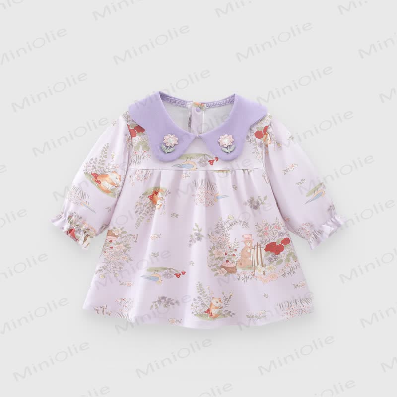 Kleid für Baby , Mädchen , Blume und Tier - Lila Bär - 8Y - image 9
