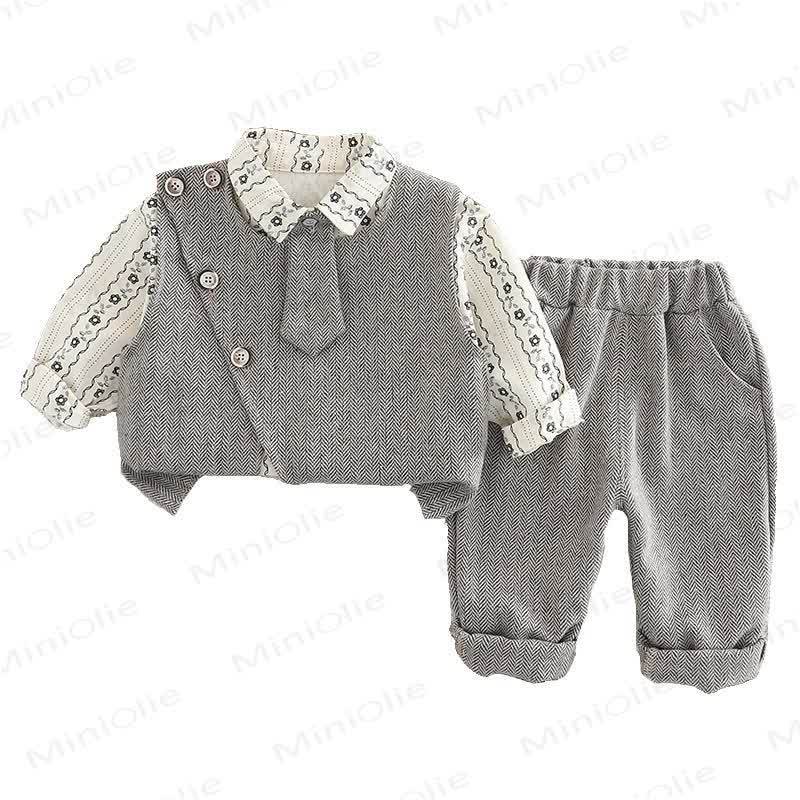 3-teiliges Set für Kleinkind : Weste mit Blume , Krawatte, Schulterknöpfen und Knopfleiste - image 5