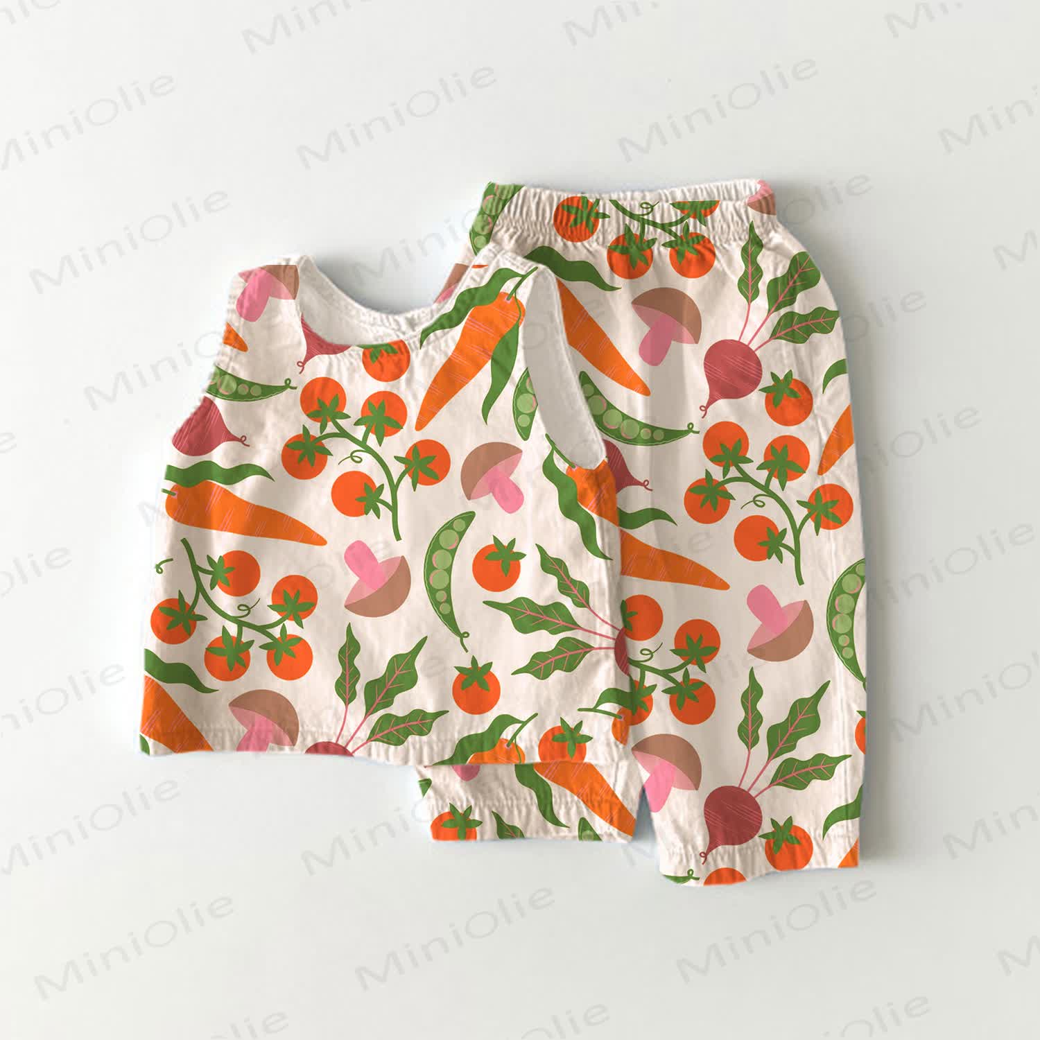 2-teiliges ärmelloses Set mit Gemüseprint für Baby und Kleinkind - Weiß - 3-4J - image 1