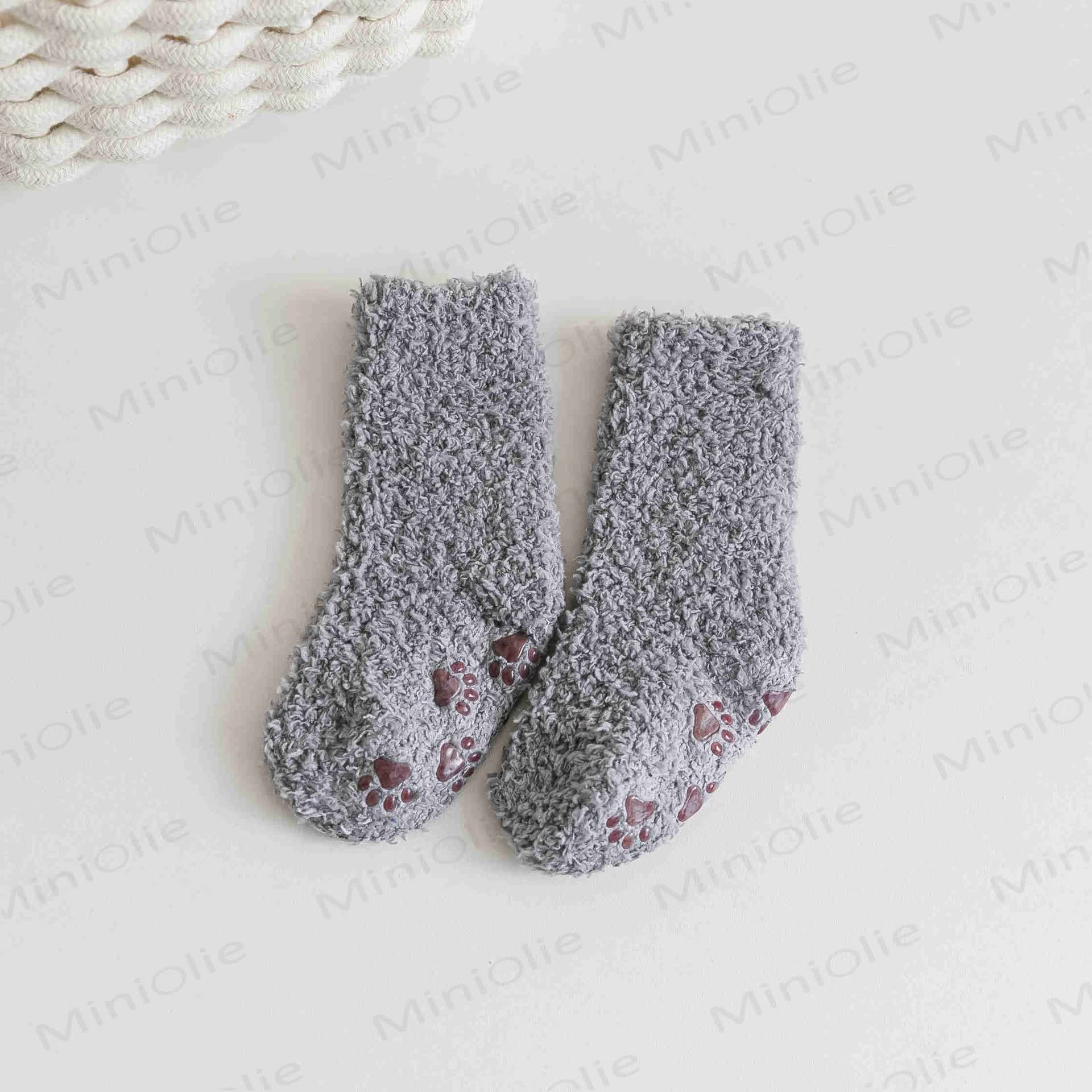 Einfarbige Fleece-Bodensocken für Babys - Grau - 3-5J - image 13