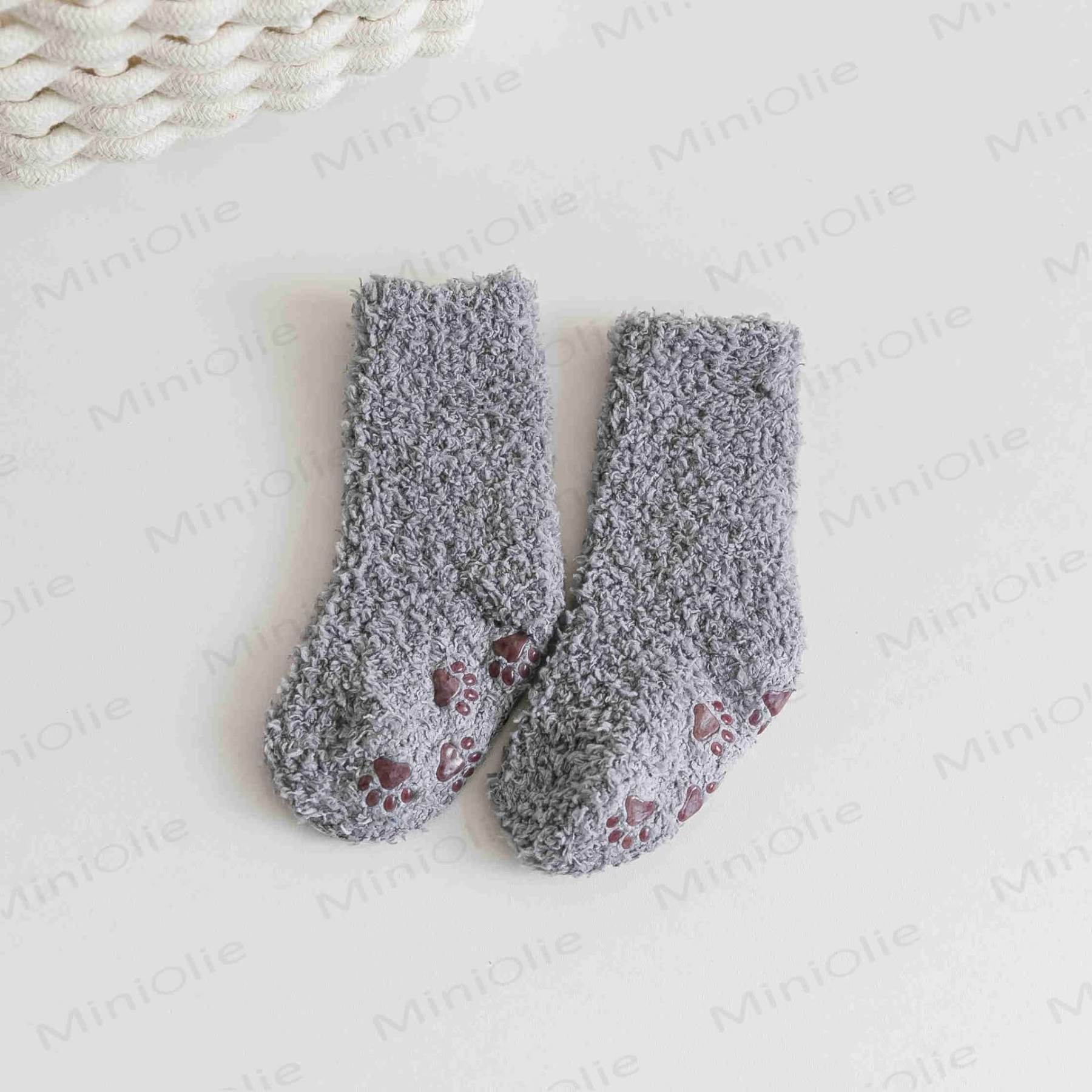 Einfarbige Fleece-Bodensocken für Babys - Grau - 3-5J - image 13