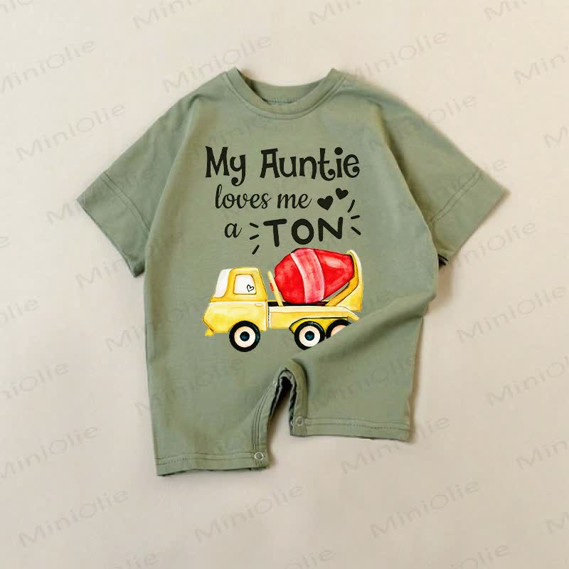MY AUNTIE LOVES ME! Baby Strampler mit Betonmischer- Strampler - Grün - 18-24M - image 1
