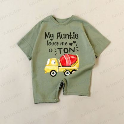 MY AUNTIE LOVES ME! Baby Strampler mit Betonmischer- Strampler - Grün - 18-24M - image 1