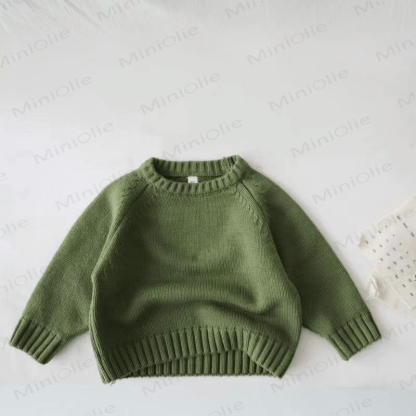 Einfarbig Pullover mit Gestrickt für Kind - Grün - 8Y - image 16