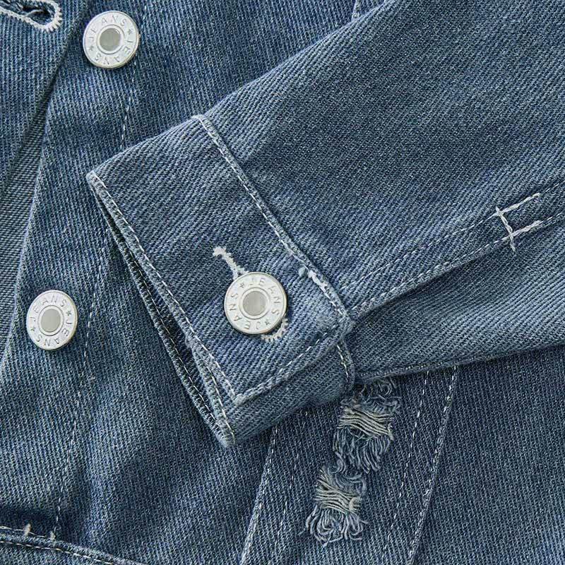 Jeansjacke mit lächelndem Gesicht und Gingham Denim -Print für Kleinkind - image 6