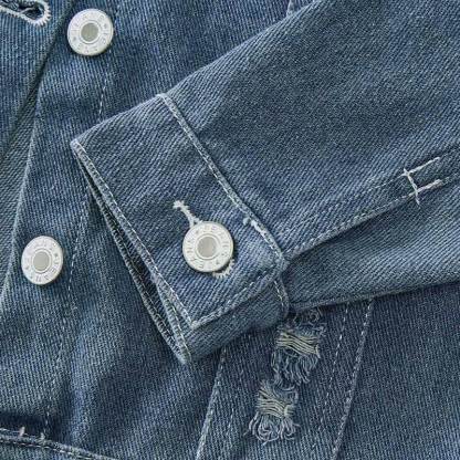 Jeansjacke mit lächelndem Gesicht und Gingham Denim -Print für Kleinkind - image 6