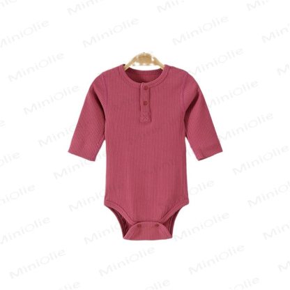 Baby Pyjama , Einfarbig Gerippt Bodysuit - image 5