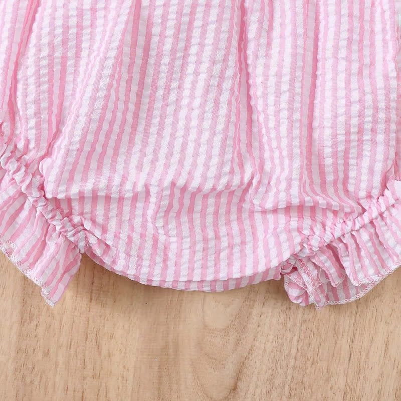 Baby Mädchen Rosa Streifen Set aus Weste und Shorts mit Schleife aus Weste und Shorts - image 3