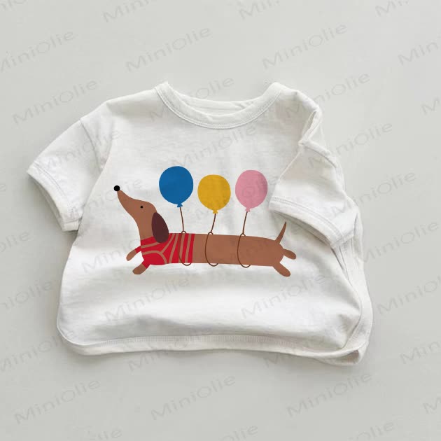 Baby -Dackel und Ballon Weißes T-Shirt - Weiß - 18-24M - image 1