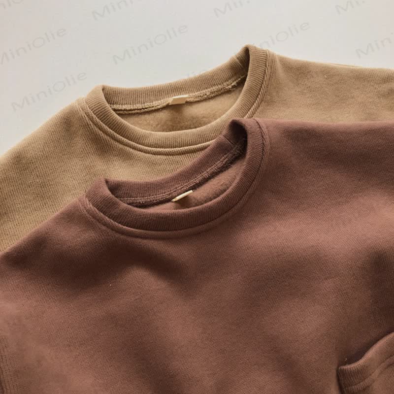 Kleinkind -T-Shirt mit Einfarbig Vlies -Innenteil - image 4