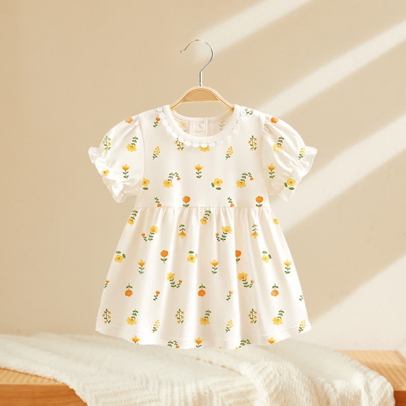 Sommer für Kleinkind und Baby, Mädchen , bedruckt mit Puffärmeln - Weiße Tulpe - 4-5J - image 6