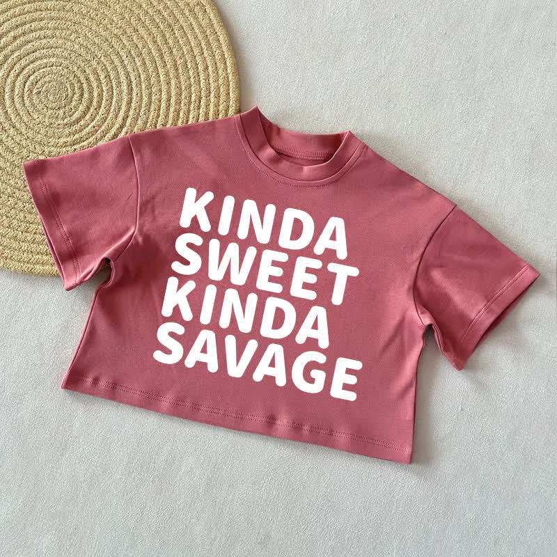 KINDA SWEET KINDA SAVAGE Baby Sommer Freizeit-T-Shirt - Ziegelrot - 2-3J - image 4