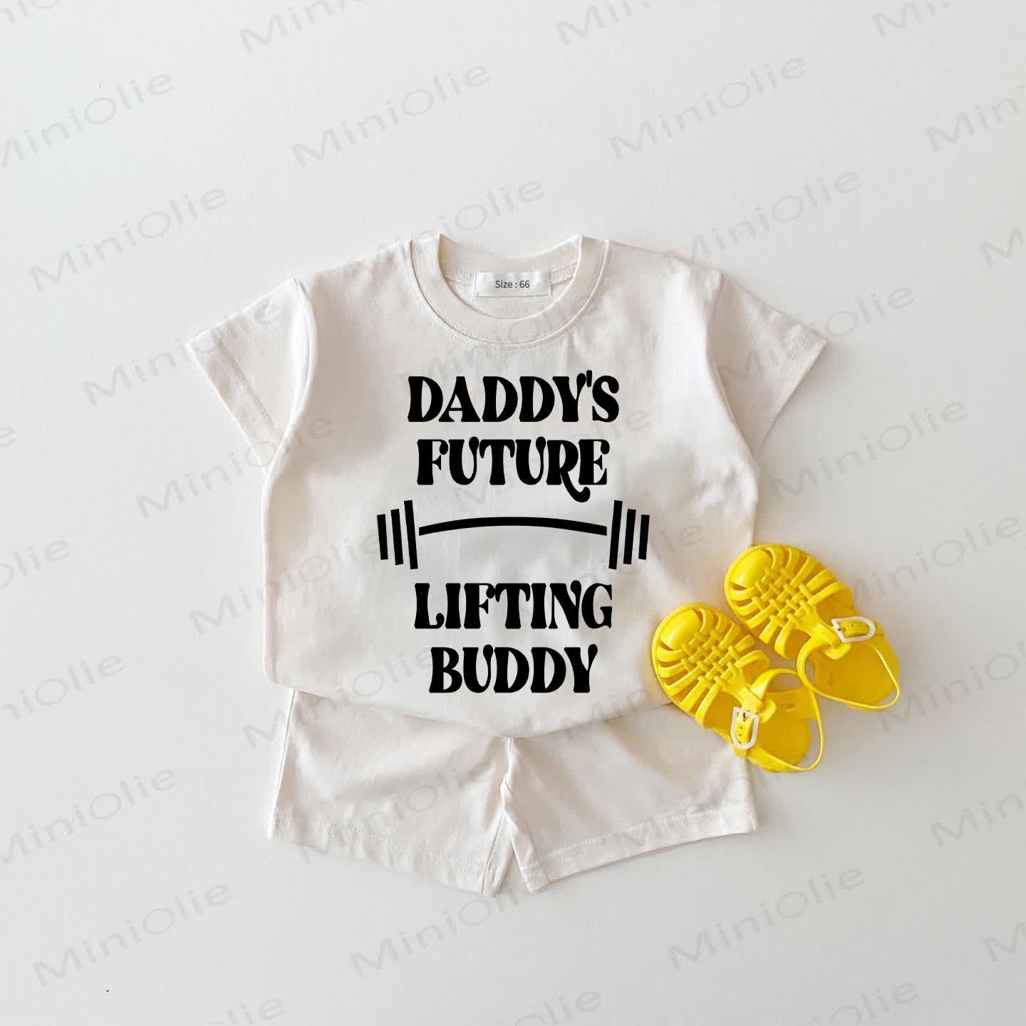DADDY'S FUTURE LIFTING BUDDY Baby Weißes T-Stück und Shorts 2-teiliges Set - Weiß - 18-24M - image 1