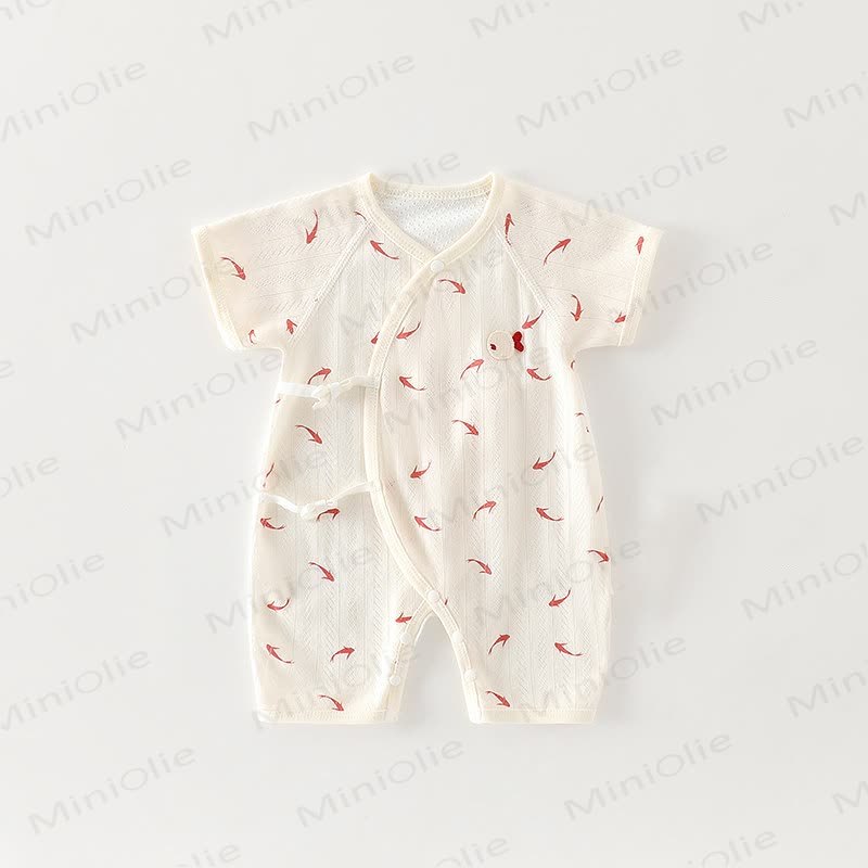Baby Wickel- Strampler aus Bio-Baumwolle mit kurzen Ärmeln - Weiß - 3-6M - image 4