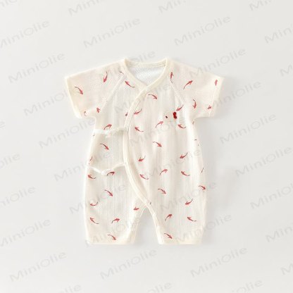 Baby Wickel- Strampler aus Bio-Baumwolle mit kurzen Ärmeln - Weiß - 3-6M - image 4