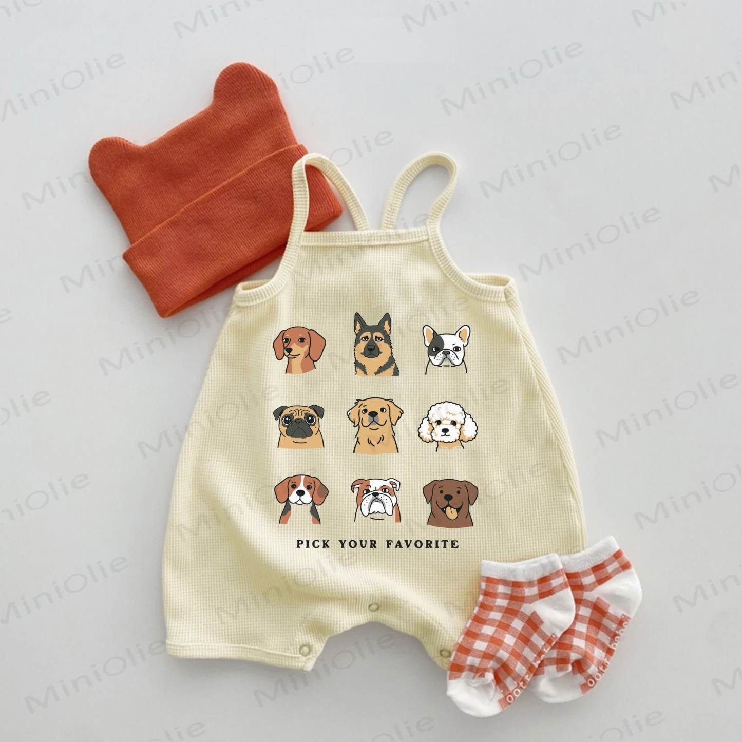 PICK YOUR FAVORITE LIEBLINGS Baby Strampler mit Waffel, Hosenträgern und Strampler - Beige - 18-24M - image 1