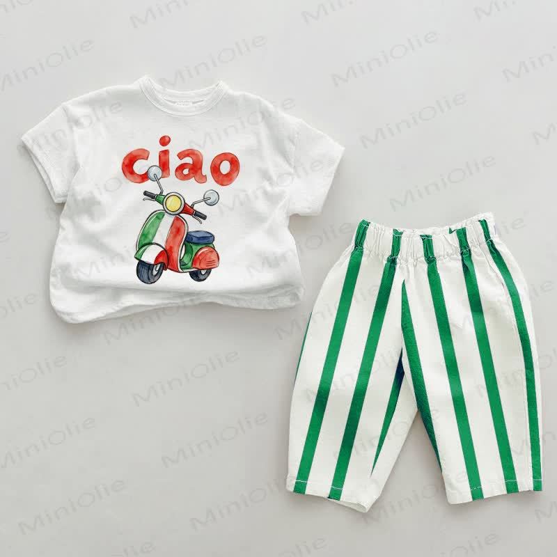 CIAO Baby Elektroroller, grün Streifen 2-teiliges Set - Grün & Weiß - 2-3J - image 1