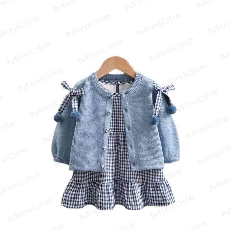 Plaid Kleid und Strickjacke für Baby und Kleinkind - image 5
