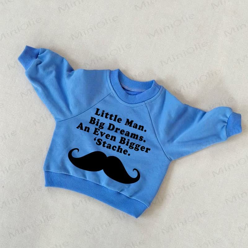 LITTLE MAN BIG DREAMS AN EVEN BIGGER 'STACHE , Baby Sweatshirt - Blau - 3-5J - image 1