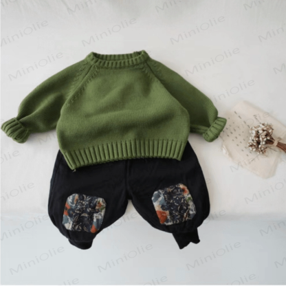 Einfarbig Pullover mit Gestrickt für Kind - image 17