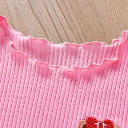 Kleinkind Baby Mädchen-T-Shirt mit Gerippt , Tier und Rüschenbesatz - image 11