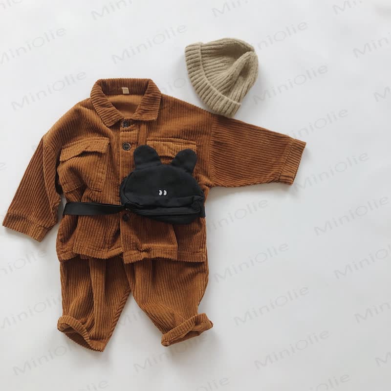 Baby Jacke aus einfarbigem Cord mit Knöpfen - Braun - 2-3J - image 2