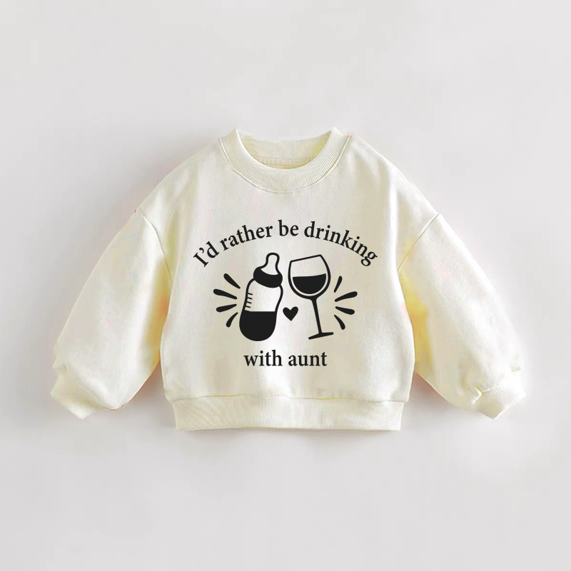 Ich würde lieber mit Tante trinken ( Baby Kleinkind -Creme- Sweatshirt) - Creme - 3-5J - image 1