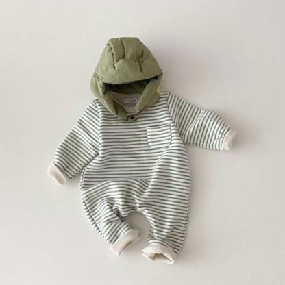 Gestreifter Baby Strampler mit Rundhalsausschnitt - Grün - 18-24M - image 1