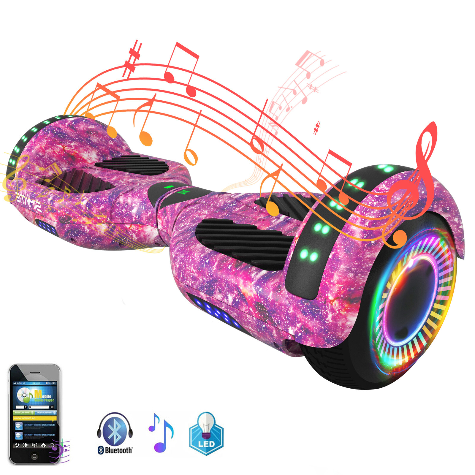 2025 Purple Hoverboard Kids Electric Balance Scooter 6.5 Inch
