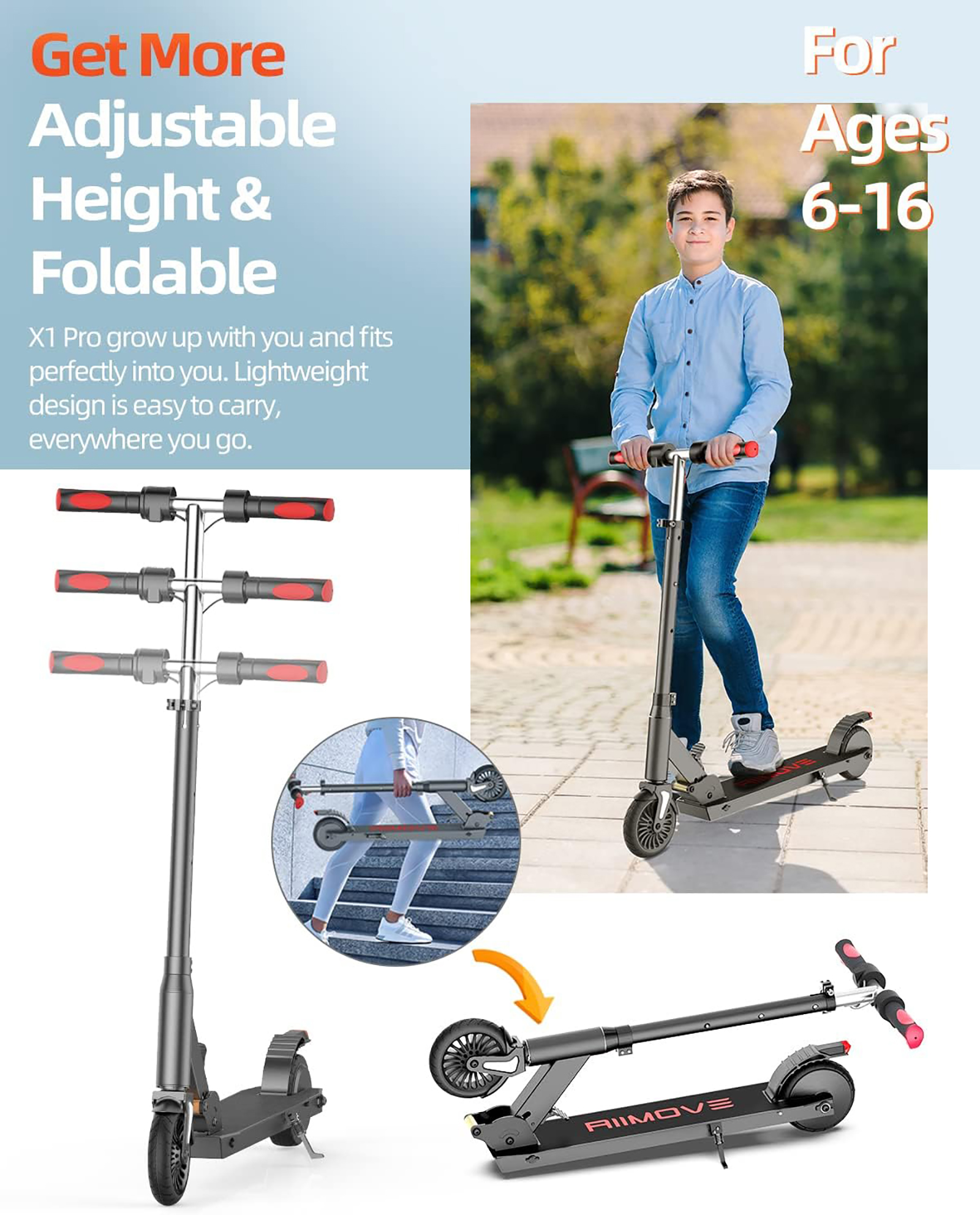 ALLMOVE X1 Pro Electric Scooter for Children 6-16