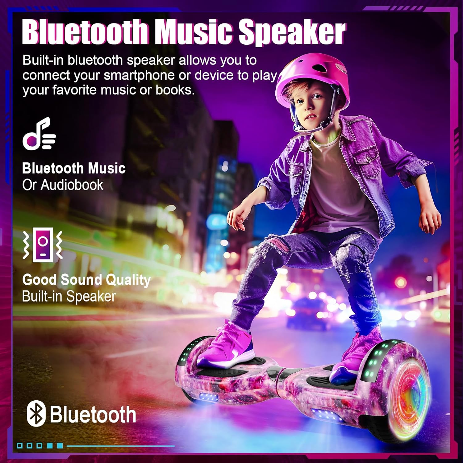 2025 Purple Hoverboard Kids Electric Balance Scooter 6.5 Inch